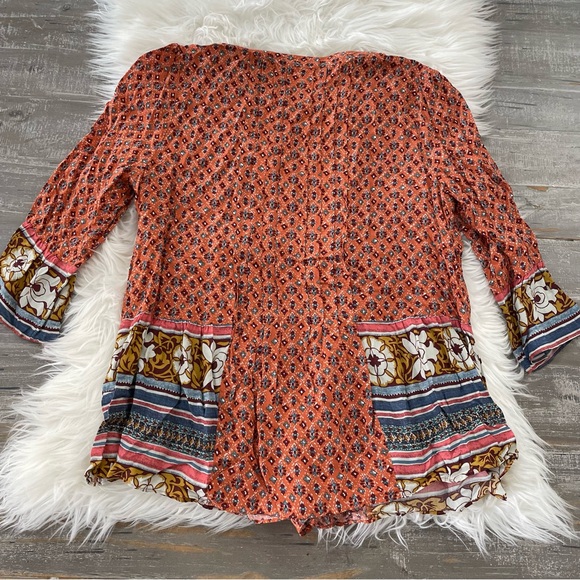 Anthropologie Maeve Hiver Flowy Peasant Blouse Top Size 6 Lace Trim Boho - Picture 7 of 7
